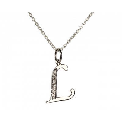 Alphabet L pendant with diamonds